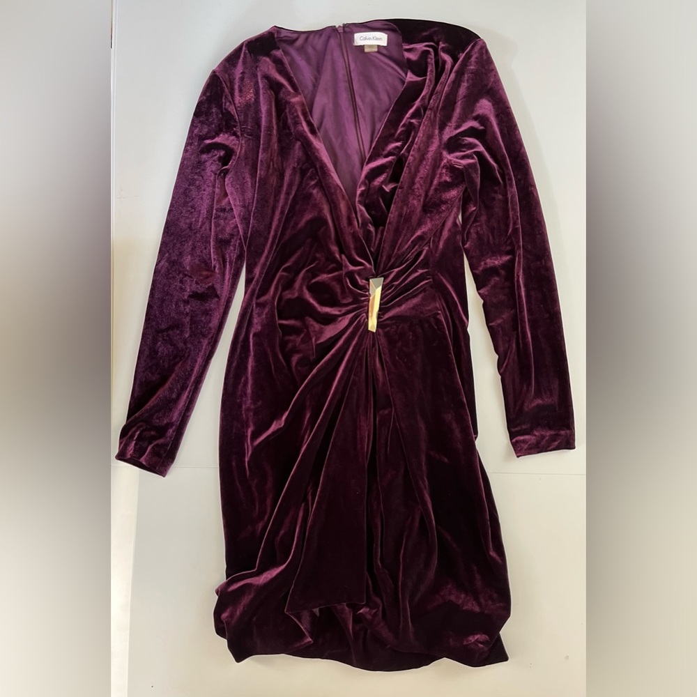 Calvin Klein long sleeve V neck dress